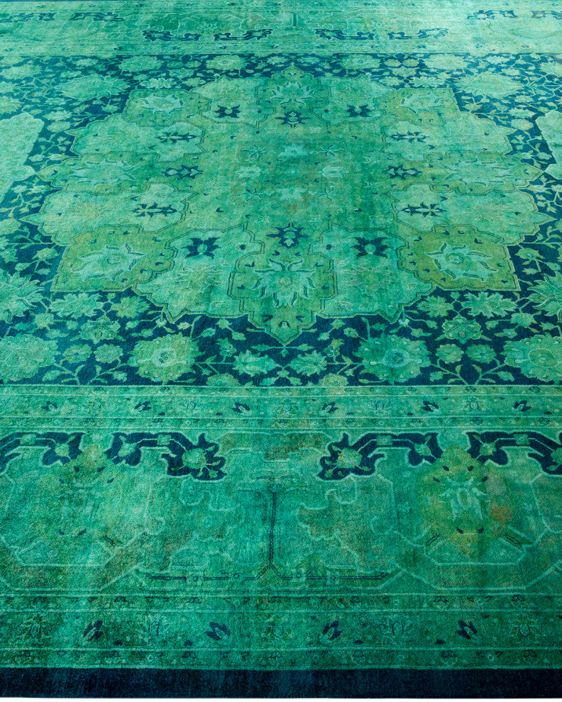 Fine Vibrance, One-of-a-Kind Handmade Area Rug Blue, 14'10"x9'3"