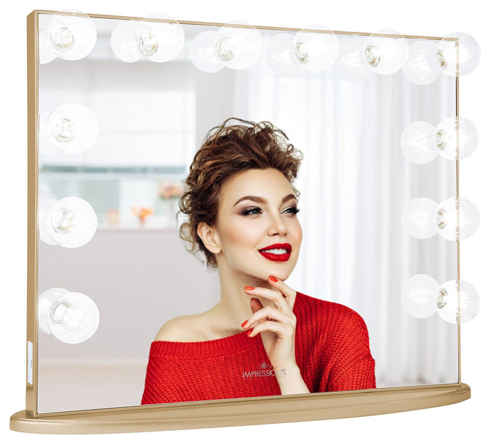 Hollywood Glow Plus Vanity Mirror, Champagne Gold, Clear Bulbs, Non-Bluetooth