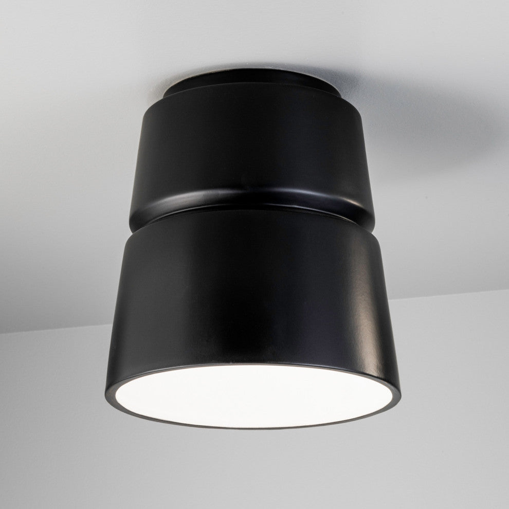 Radiance Outdoor Cone Ceramic Flush-Mount, Carbon Matte Black, Dedicated Led