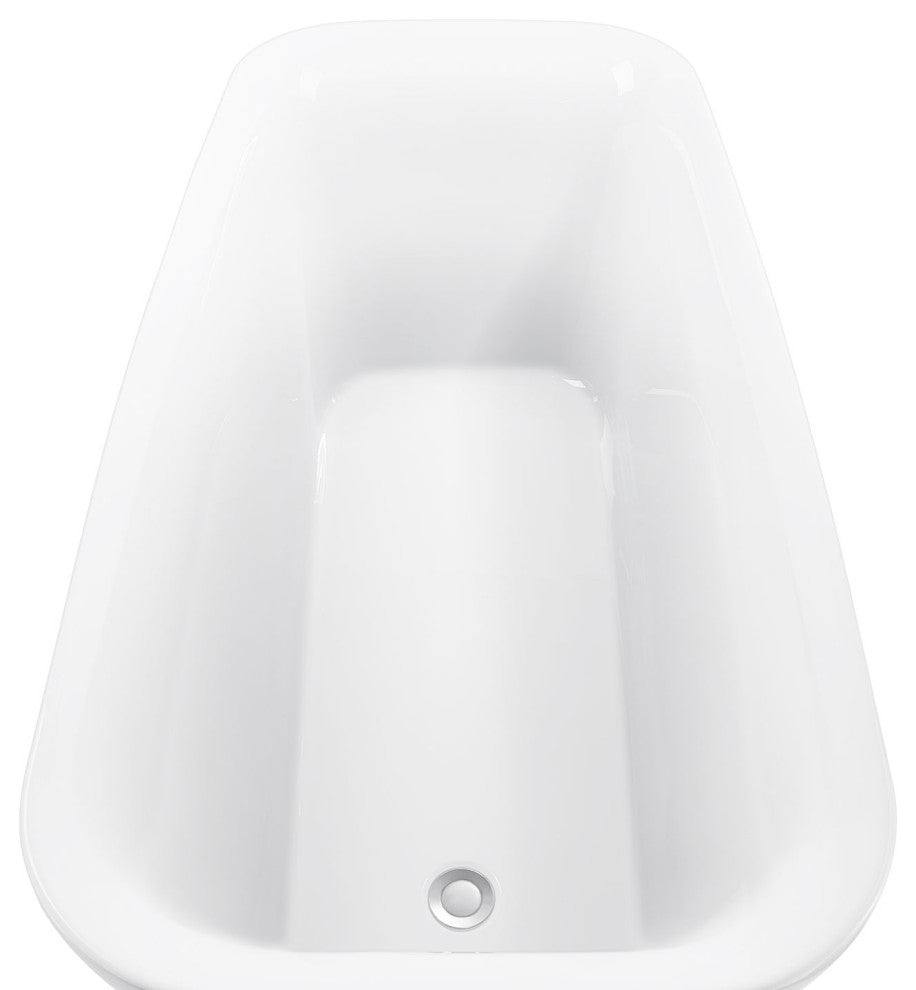 59" Acrylic Single Slipper Flatbottom Non-Whirlpool Bathtub, White