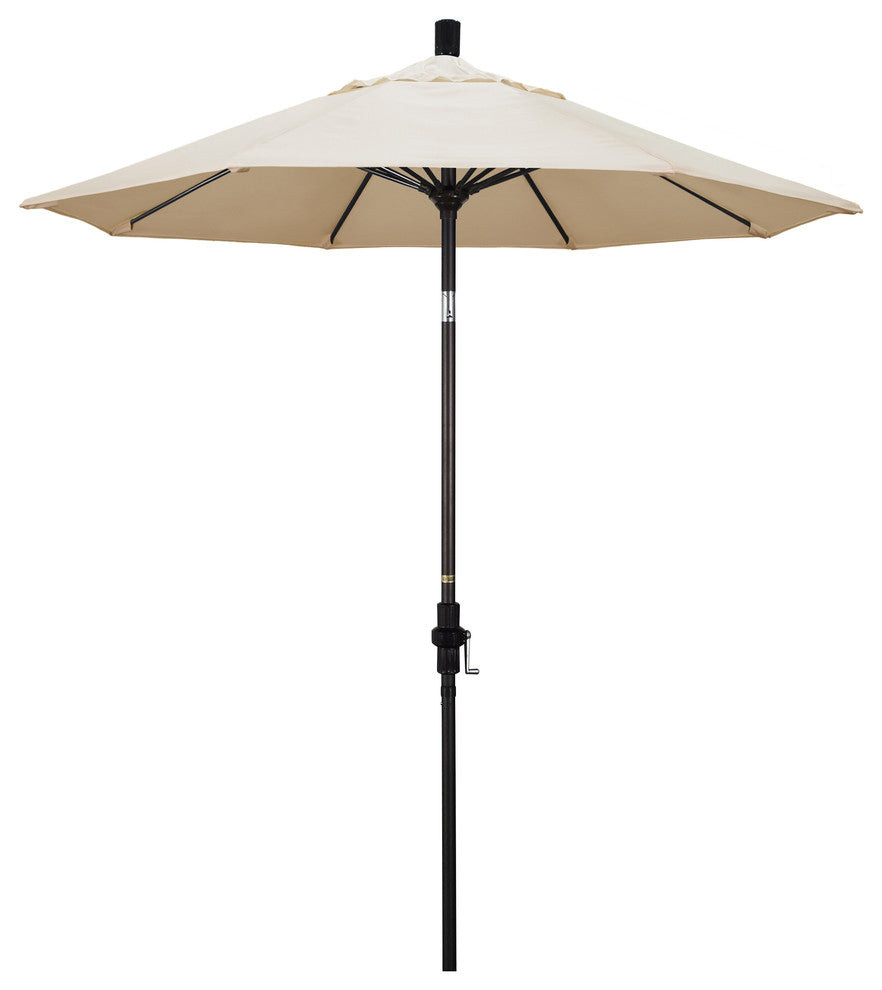 7.5' Bronze Collar Tilt Lift Fiberglass Rib Aluminum Umbrella, Pacifica, Canvas