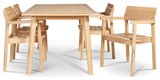 Modurn 5-Piece Rectangular Teak Outdoor Dining Set with Stacking Armchairs