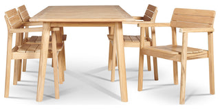 Modurn 5-Piece Rectangular Teak Outdoor Dining Set with Stacking Armchairs