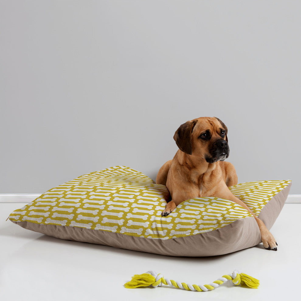 Allyson Johnson Chartreuse Dog Bones Dog Bed