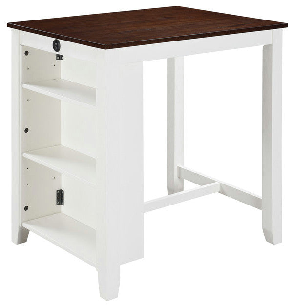Graham 3-Piece Small Space Counter Height Dining Table, Shelves, 2 Chairs, White