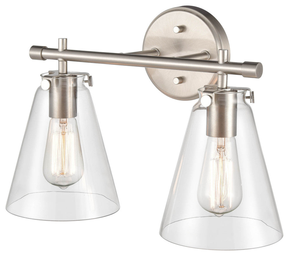 2 Light 16" Brushed Nickel Bathroom Vanity Light