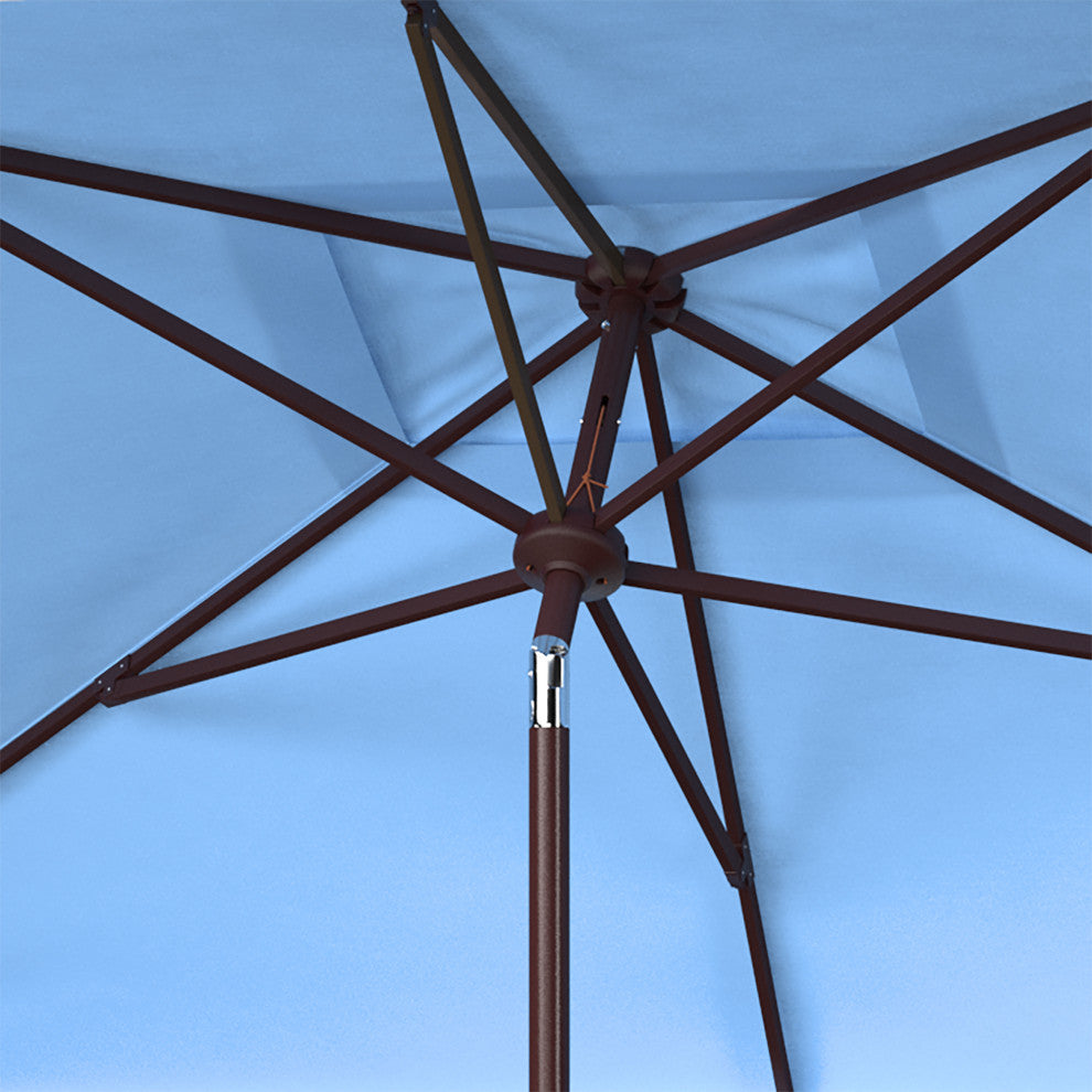 Safavieh Zimmerman 6.5'x10' Rectangle Market Umbrella, Baby Blue/White
