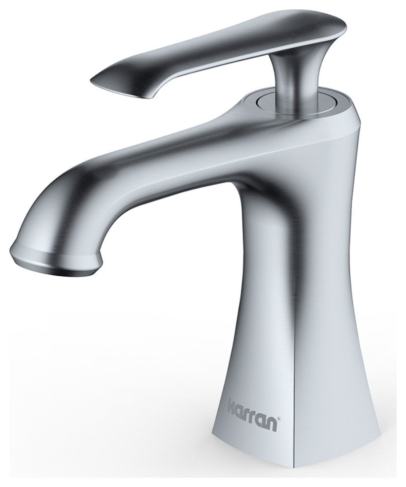 Karran 1-Hole 1-Handle Bathroom Faucet With Pop-Up Drain, Stainless Steel