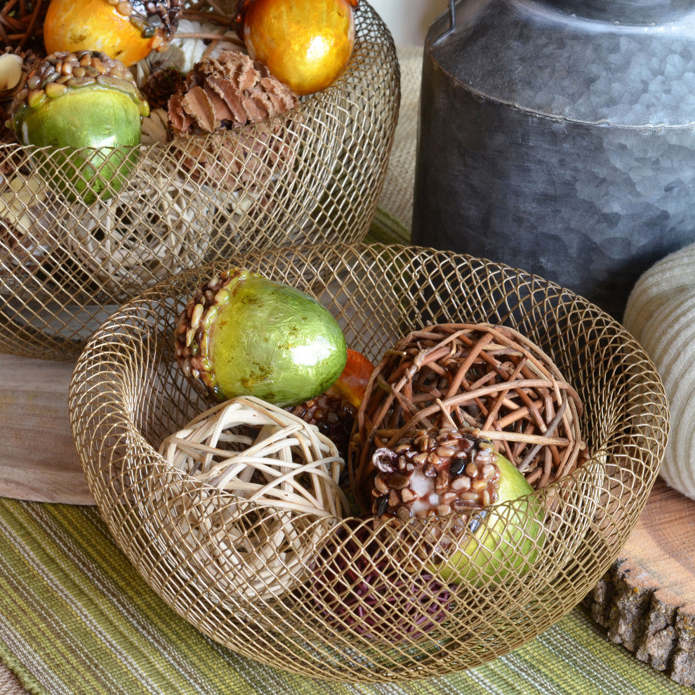 2 Piece Iconic Wire Mesh Fruit Bowls