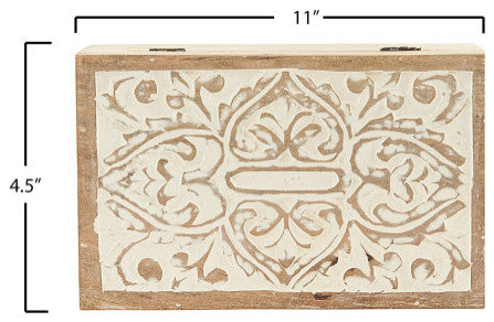 Handcarved and Whitewashed Mango Wood Boxes