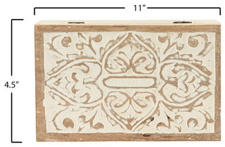 Handcarved and Whitewashed Mango Wood Boxes