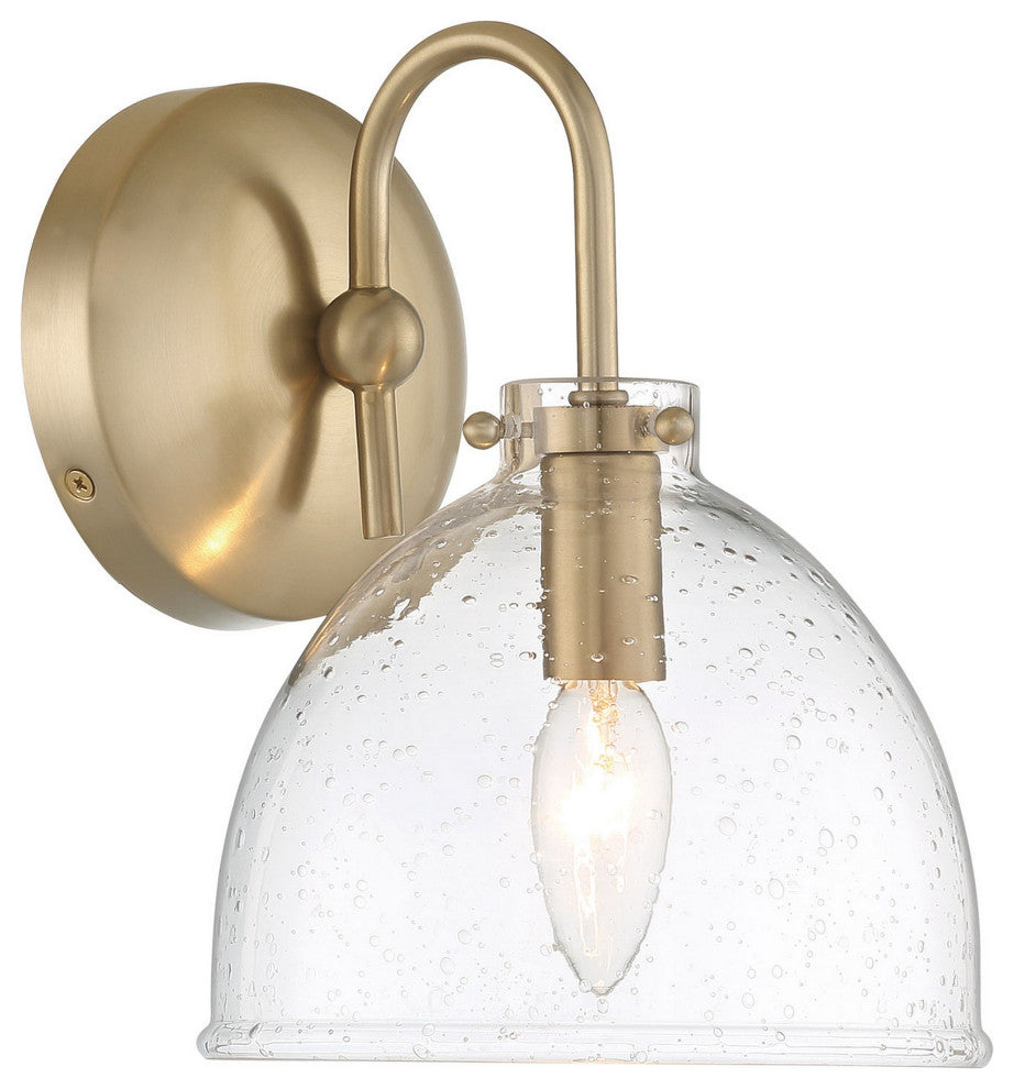 Quinn Seeded Glass 7" Dome Antique Brass Wall Sconce Light