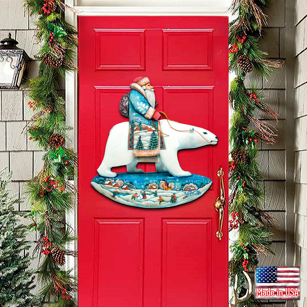 Santa Polar Bear Wall Hanging