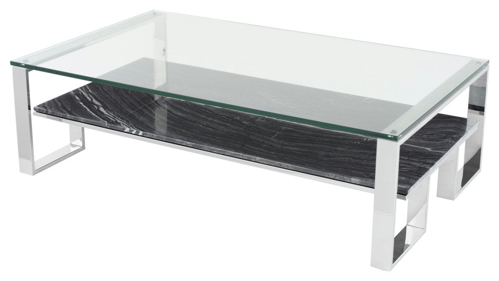 Tierra Black Wood Vein Stone Coffee Table, HGNA511