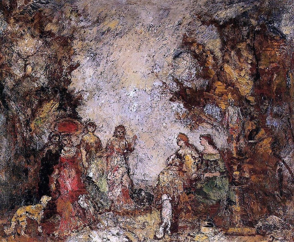 Adolphe-Joseph-Thomas Monticelli The Meeting of the Elegant Ladies Wall Decal