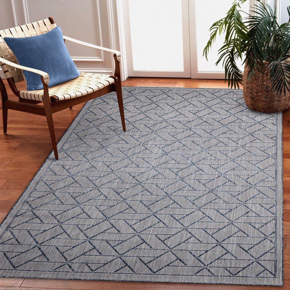Carmel Pyramid Indoor/Outdoor Rug Navy 4'10"x7'6"