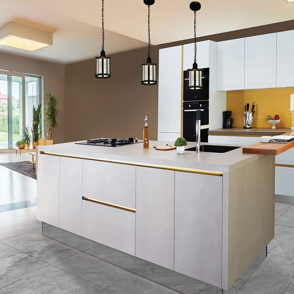 Farmhouse Pendant Lighting for Kitchen Rust Vintage Cage Pendant Lamp
