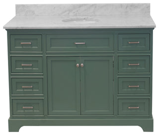 Aria 60" Bathroom Vanity, Sage Green, Carrara Marble, Single Vanity