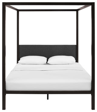 Modway Raina Queen Canopy Bed Frame, Brown Gray
