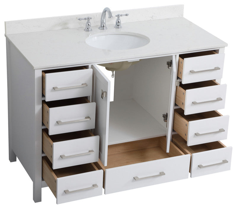 Iris 48" Single Bathroom Vanity, White With Backsplash