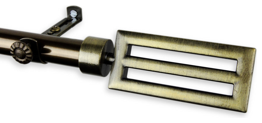 Mabel 13/16 inch Corner Window Curtain Rod, Antique Brass, 48-84"