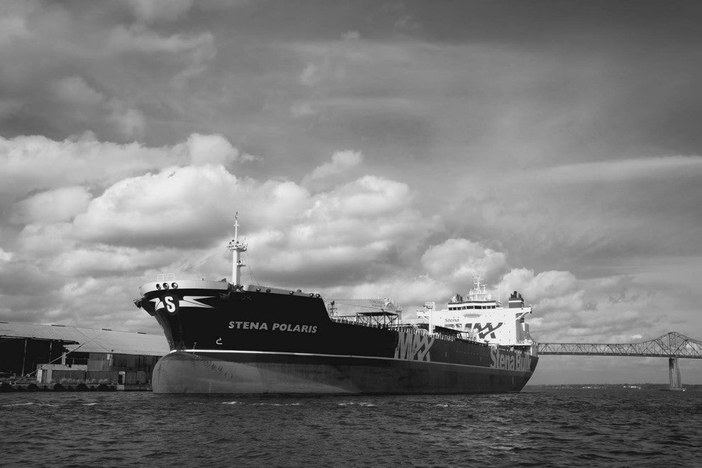Industrial Style Wall Art: Ship St. Johns River Black & White Unframed, 11" X 14"
