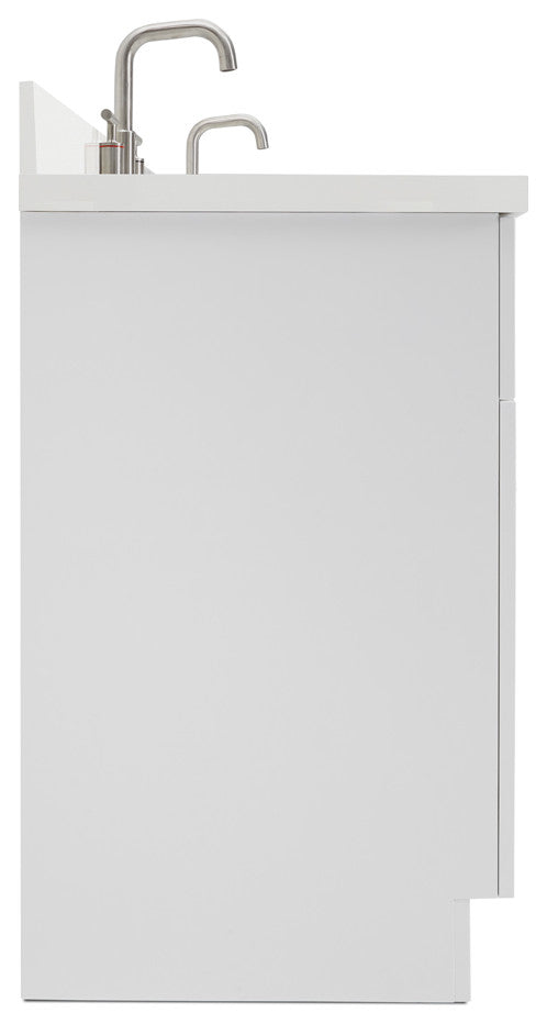 ARIEL Hamlet 73" Double Rectangle Sink Bath Vanity in White With Quartz Top