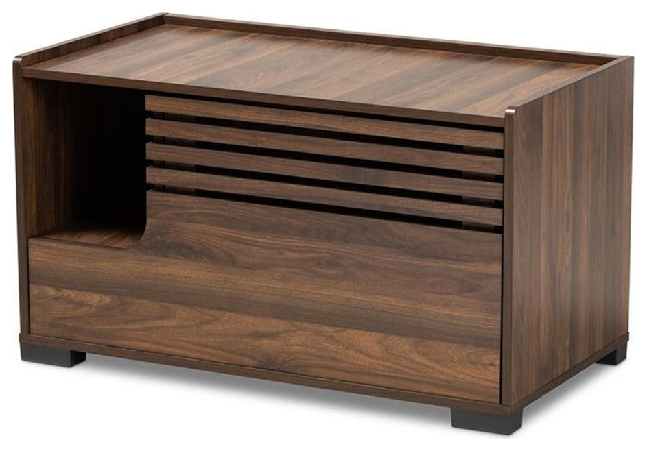 Baxton Studio Claire Walnut Brown Finished Cat Litter Box Cover House