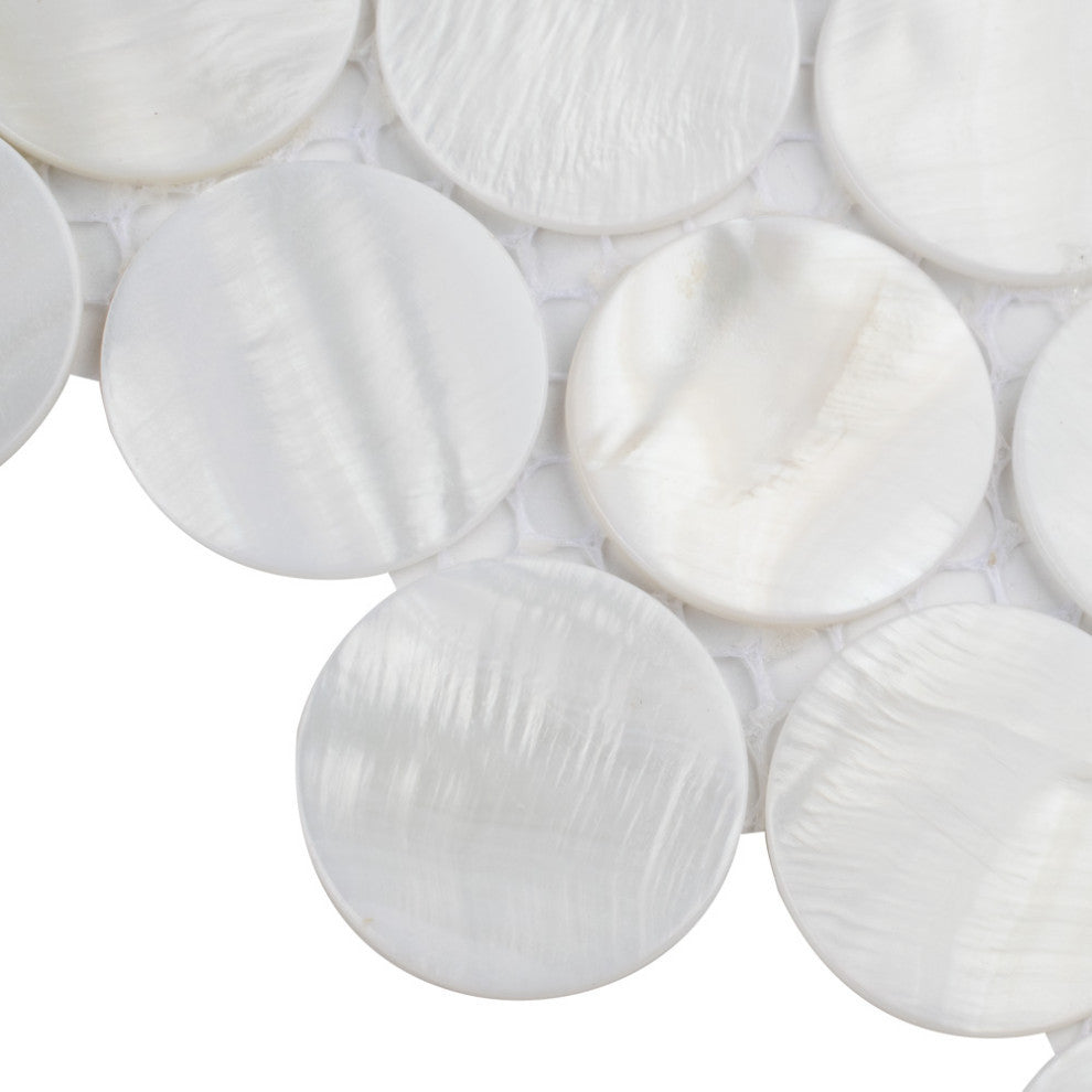 Conchella Penny Mosaic Wall Tile, White, Sample