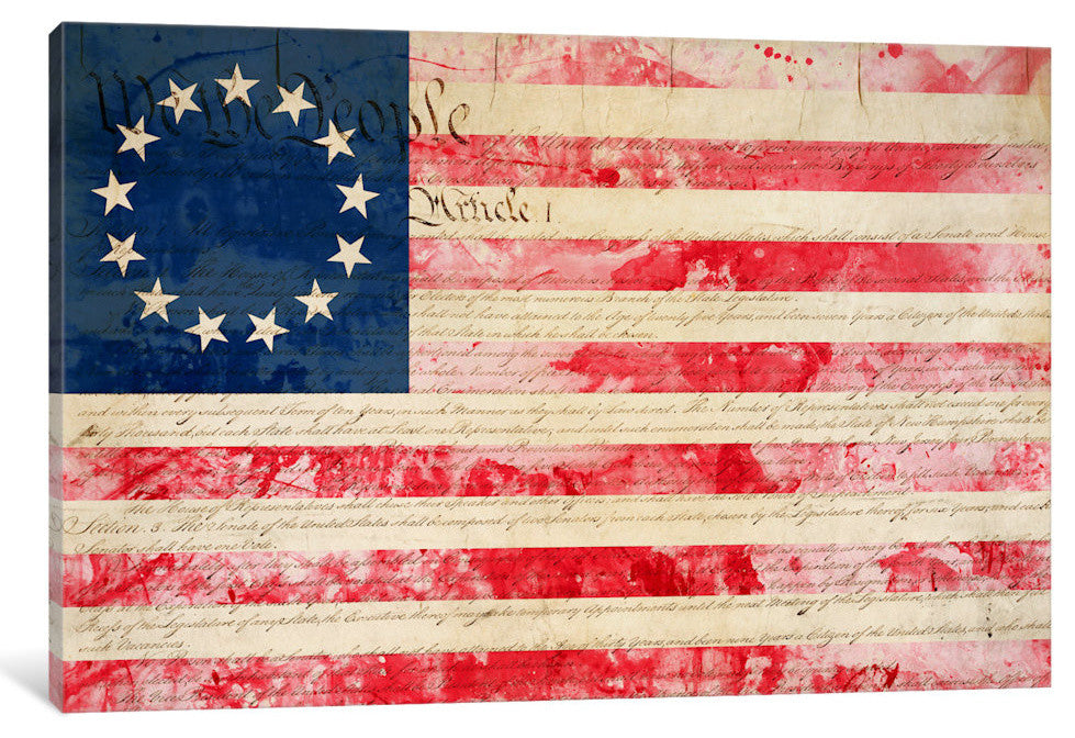 "USA "Betsy Ross" Flag with Constitution Background II" by iCanvas, 26x18x1.5"