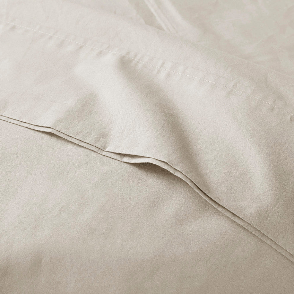 Madison Park Peached Percale Cotton Peached Percale Sheet Set, Ivory