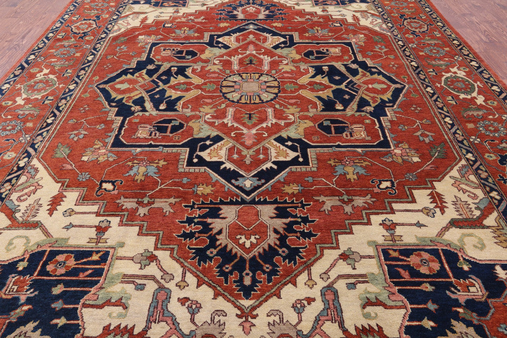 Heriz Serapi Hand Knotted Wool Rug 10' 1" X 14' 0" - Q16011