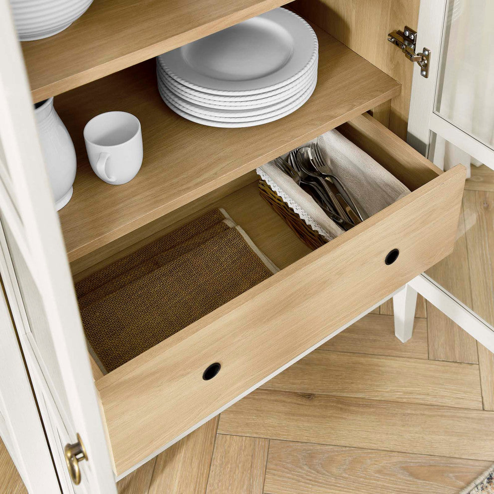 Nolan Tall Storage Display Cabinet - White Oak