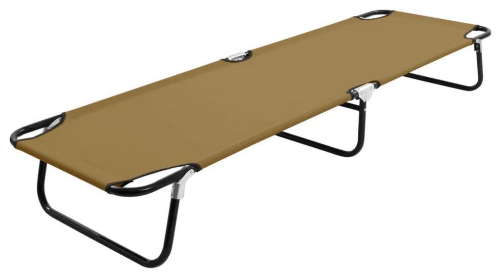 vidaXL Folding Sun Lounger Taupe Steel