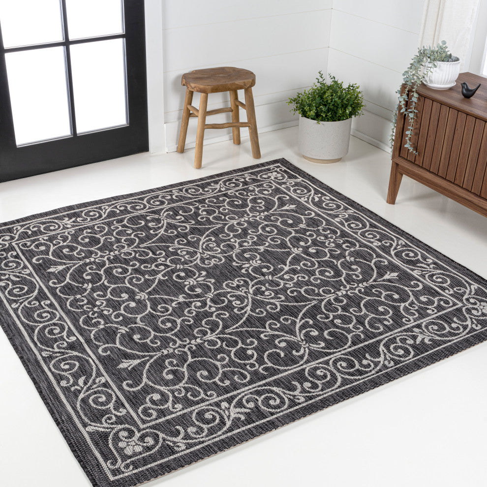 Charleston Vintage Filigree Textured Weave Indoor/Outdoor Area Rug