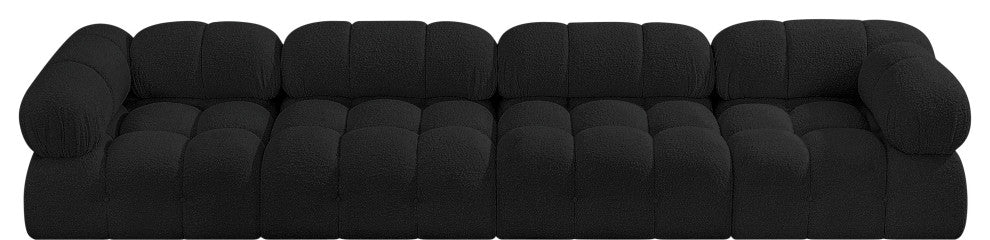 Ames Boucle Fabric Modular Sofa, Black, 4-Piece: 2 Armless Chair, 2 Corner Chair