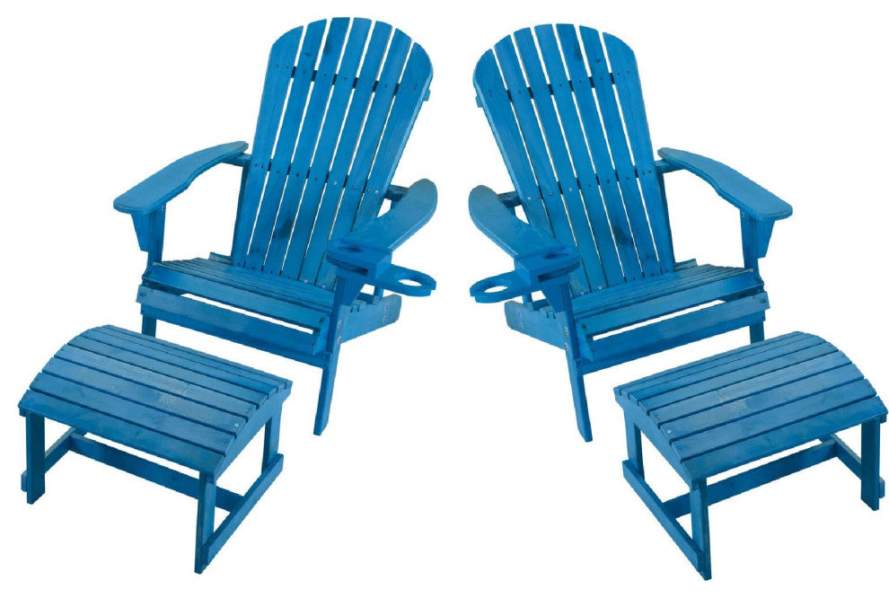 Earth Collection Adirondack Chair With phone and cup holder, Sky Blue, Two Chair