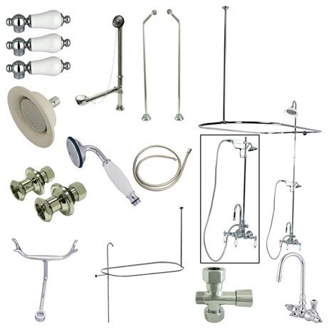 Kingston Brass High-Arc Gooseneck Clawfoot Tub Faucet Package, Polished Chrome