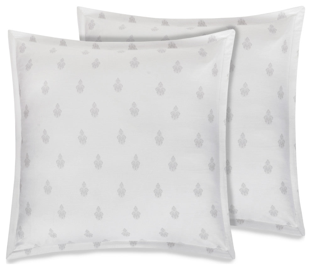 Delara 100% Organic Cotton 2 Inch Flange Euro Sham Set of 2, 26"X26", Ivory