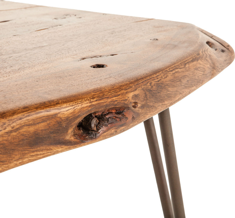 Grandby Acacia Wood Live Edge Coffee Table in Walnut Finish