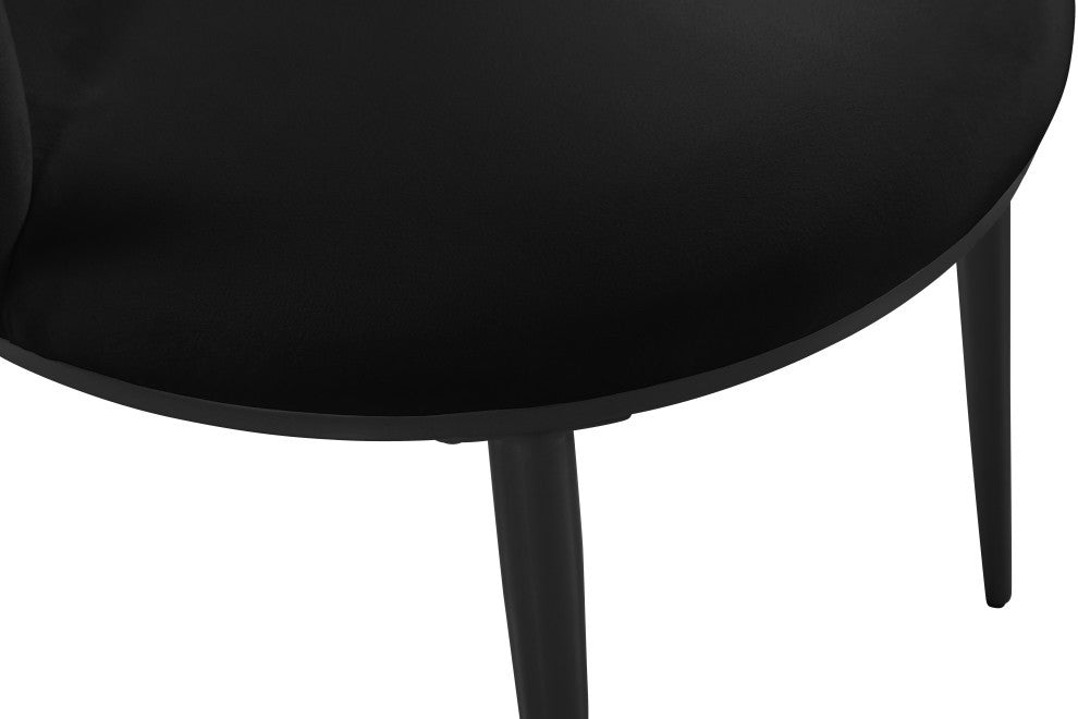 Skylar Dining Chair, Set of 2, Black Velvet, Matte Black Iron Legs