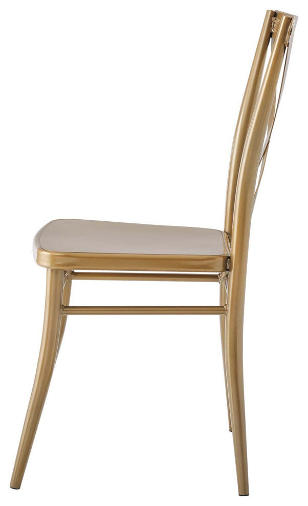 Side Dining Chair, Set of 2, Metal, Gold, Modern, Bistro Restaurant Hospitality