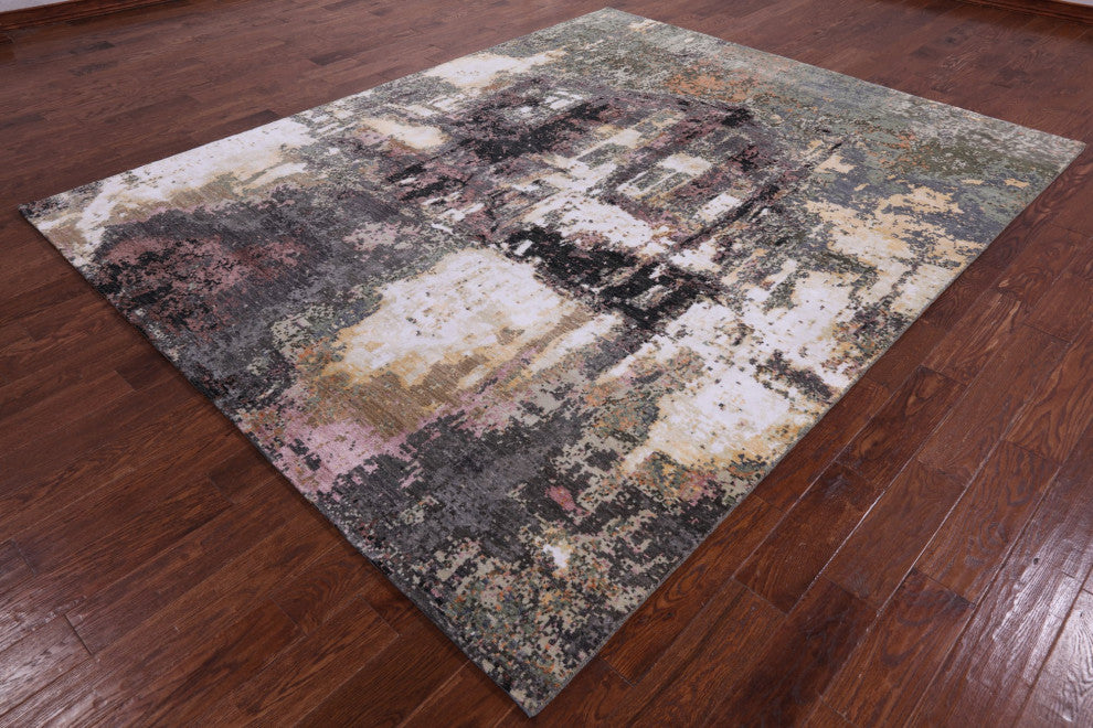 8' 0" X 10' 2" Modern The Lake House Design Handmade Wool and Silk Rug Q8879