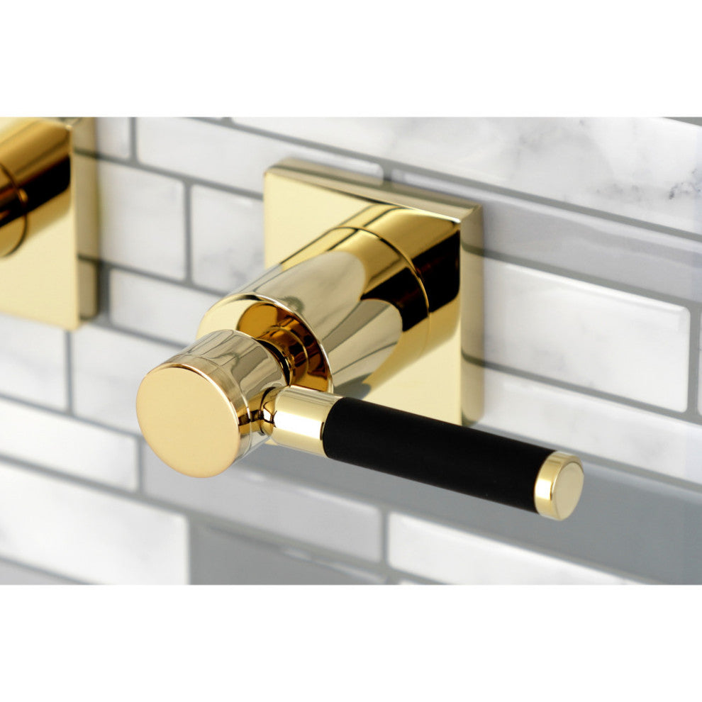 Kingston Brass KS6122DKL Two-Handle Wall Mount Bathroom Faucet, Polished Brass