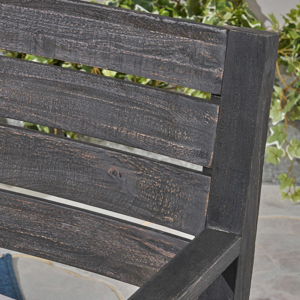 GDF Studio Arely Outdoor Acacia Wood Dining Chairs, Set of 2, Light Gray