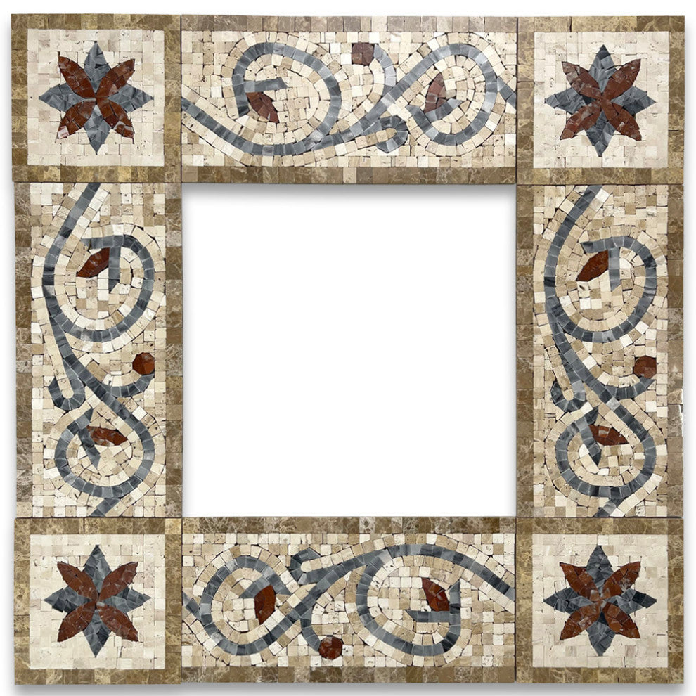 Marble Mosaic Border Bathroom Listello Tile Floral Noce 6x12 Polished, 1 piece