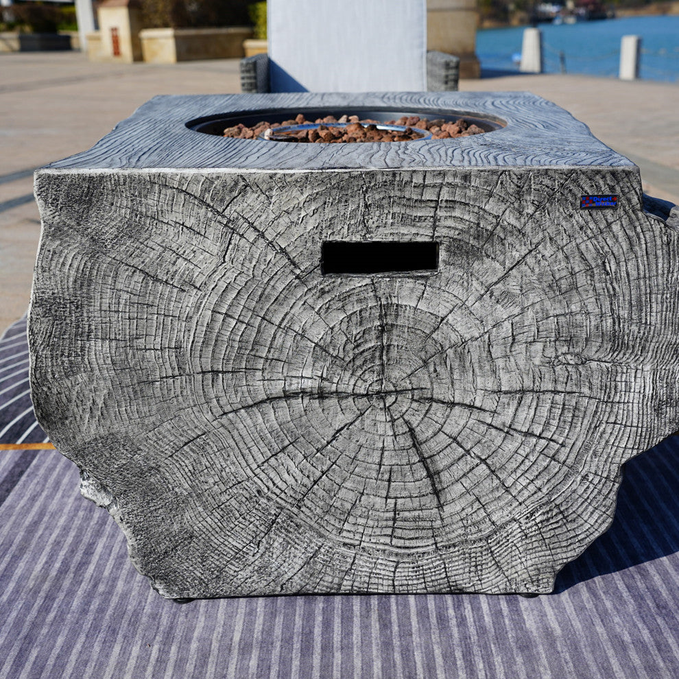 Tree Stump Shape Fire Pit Table With Rain Cover