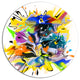 Yellow Blue Abstract Floral Design, Floral Round Metal Wall Art, 11"