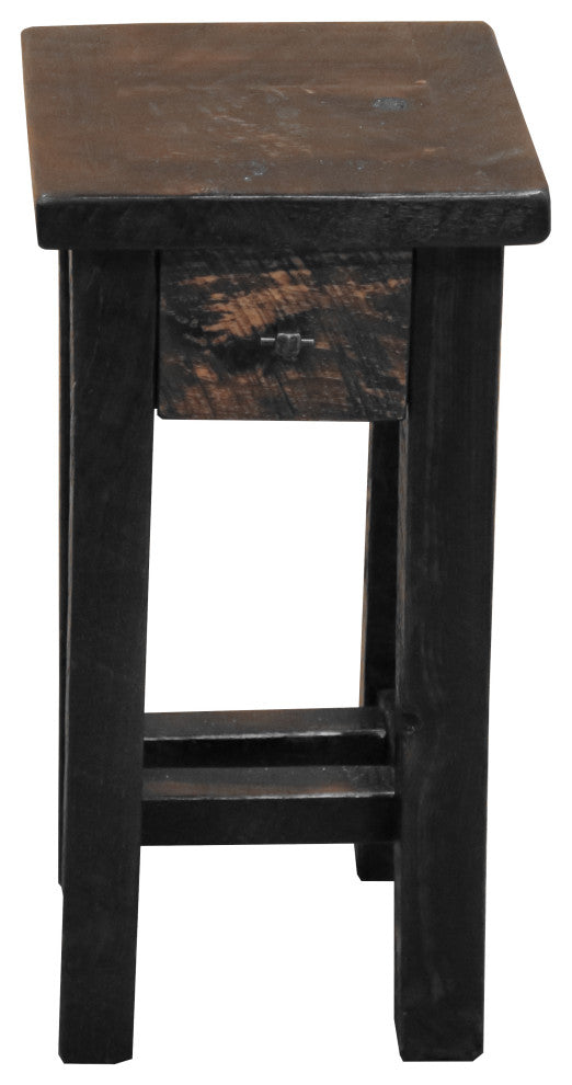 Barnwood Style Timber Peg Small Nightstand with Drawer, Dusk