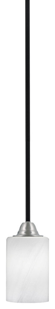 Paramount Mini Pendant, Matte Black & Brushed Nickel, 4" White Marble